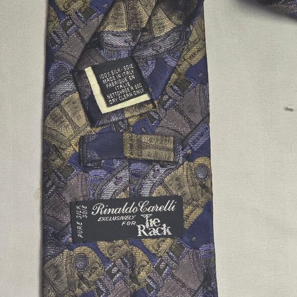 Vintage Italian Silk Tie, Car Pattern, Novelty, 80s 90s Retro - Rinaldo Carelli - Picture 4 of 5